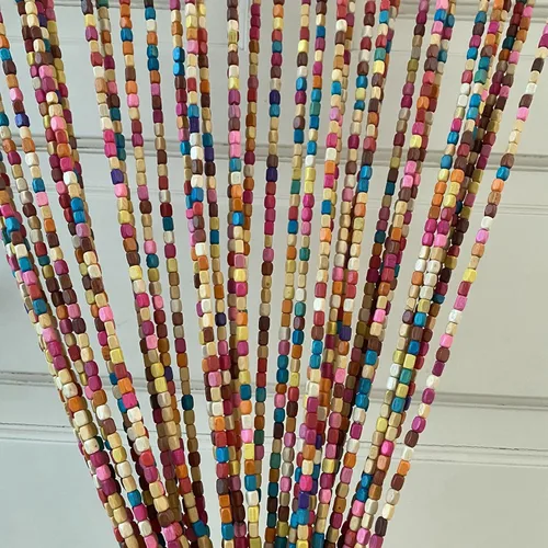 41 Hebras Cortina de Cuentas para Puerta de Madera Natural Bambú Colorida Arcoíris Hippie Boho Bohemio Cuentas para Entrada 36 pulgadas x 79