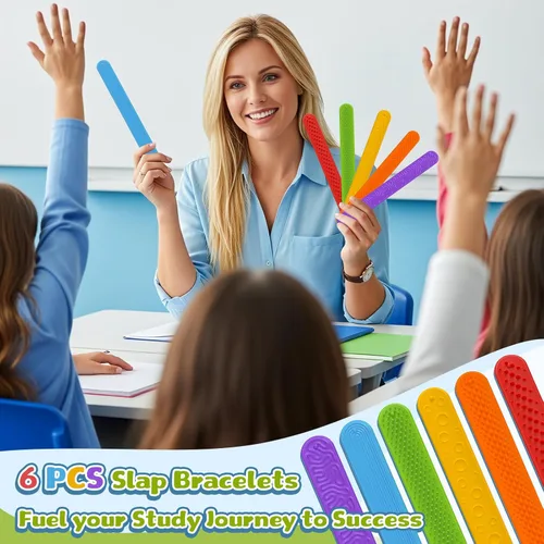 Miniatura 5 de 6 pulseras antiestrés para niños y adultos, pulseras de silicona texturizada, juguetes sensoriales para autismo, ansiedad, TDAH, calma