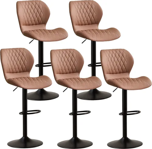 Miniatura 35 de Taburetes de bar modernos, taburetes de bar giratorios con respaldo alto, taburetes de bar de tela ajustables para sillas de isla de cocina