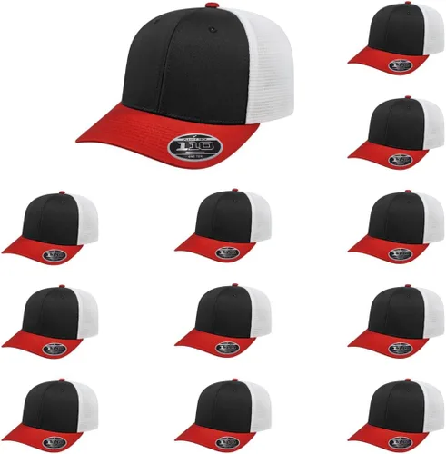 Miniatura 64 de Cap America i8502 Flexfit 110 Premium - Gorra de camionero de perfil medio con 6 paneles de malla trasera con protección UV y cierre ajustable Azul