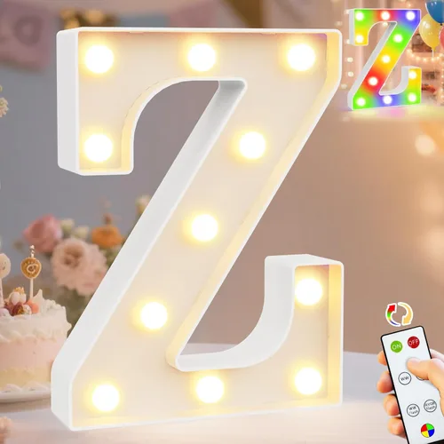 Miniatura 7 de Pooqla Letras con luces LED de marquesina, letras decorativas iluminadas en blanco cálido y blanco frío, letras del alfabeto iluminadas para niños