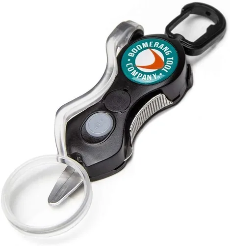 Boomerang Tool Company SNIP cortadores de línea de pesca con amoladora retráctil y cuchillas de acero inoxidable que cortan trenzas, líneas mono y