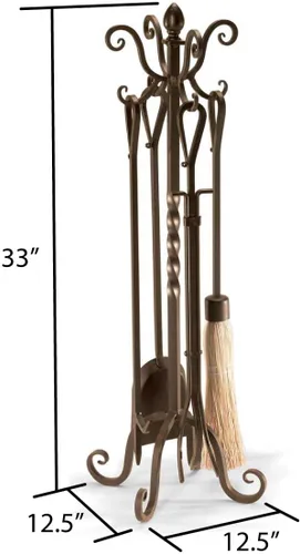 Miniatura 2 de Pilgrim Home and Hearth 19008 - Juego de herramientas para chimenea victoriana, bronce cepillado