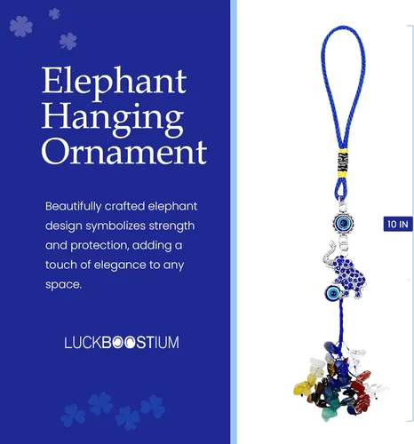 Miniatura 2 de LUCKBOOSTIUM Llavero de elefante y 7 chakras colgantes con borlas y piedras preciosas contra el mal de ojo – Llavero contra el mal de ojo