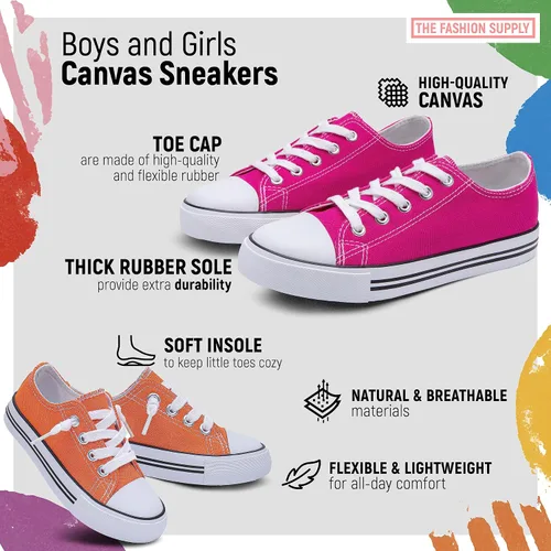 Miniatura 3 de The Fashion Supply Zapatos de lona para niños y niñas - Zapatos de lona transpirables para niños y niñas, tenis de lona para niños y niñas