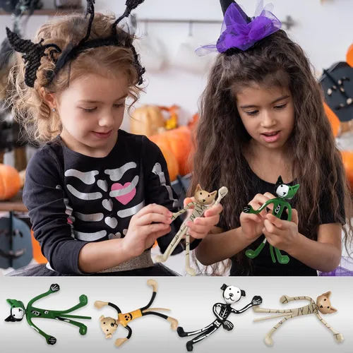 Miniatura 7 de ArtCreativity Halloween Bendable Figures - Set of 12 Flexible Dog and Cat Toys in 4 Spooky Designs, Fun Halloween Toys for Kids, Non-Candy Trick or