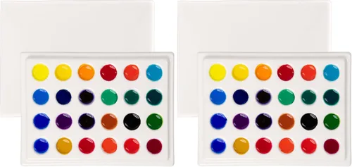 Miniatura 9 de MEEDEN Paleta de acuarela de cerámica con tapa, bandeja de mezcla de porcelana blanca de 12 pocillos, paleta de pintura para artista con tapa