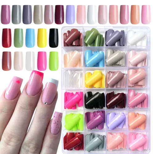 Miniatura 14 de LoveOurHome Uñas postizas a presión para mujer, uñas postizas con pestañas de pegamento, 576 unidades, uñas postizas a presión, uñas cortas