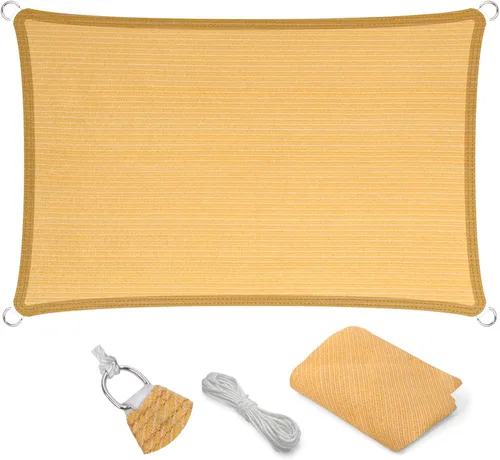 Eden's Decor - Toldo recto de borde plano con protección UV, parasol de tela para exteriores, toldo de 10 pies x 20 pies, color trigo, para pérgola,