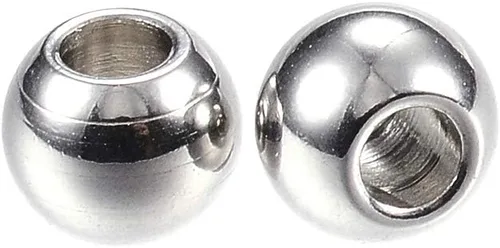 Miniatura 10 de Fashewelry 100 cuentas espaciadoras redondas de acero inoxidable Rondelle de 0.315 in pulido de metal liso para hacer joyas agujero: 0.138 in