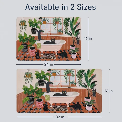 Miniatura 2 de Funny Cat Small Bathroom Rugs Non Slip Super Absorbent Quick Dry Ultra Thin Diatomaceous Earth Bath Mat Boho Cute Fun Black Cats Matisse Diatomite