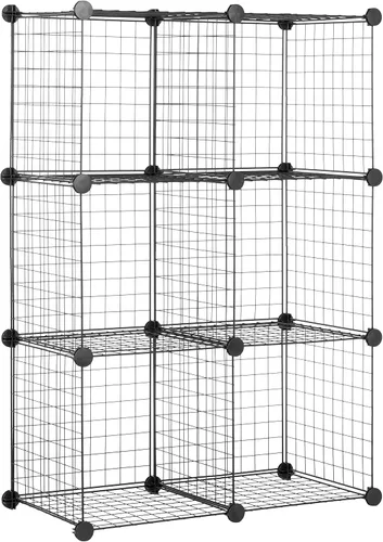Amazon Basics Organizador de almacenamiento de rejilla de alambre de 6 cubos, cubos apilables, estantería de cubículos, estante de exhibición, 14