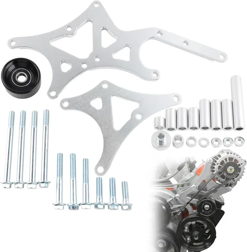 Miniatura 8 de Kit de Soporte de Compresor AC R4 de Intercambio LS con Tensor Compatible con LSX, LS2 LS3 LS6 LQ4 LQ9 L92 L99 Camiones/SUV Vortec GM R4 Compresor