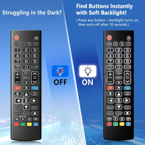 Miniatura 2 de Control remoto retroiluminado para LG Smart TV, reemplazo universal para todos los controles remotos LG TV para un fácil uso nocturno.