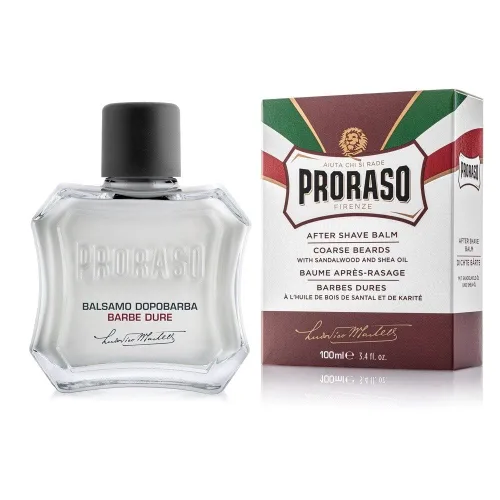Proraso Bálsamo para después del afeitado, aceite de sándalo y manteca de karité, crema hidratante y nutritiva para después del afeitado para barbas