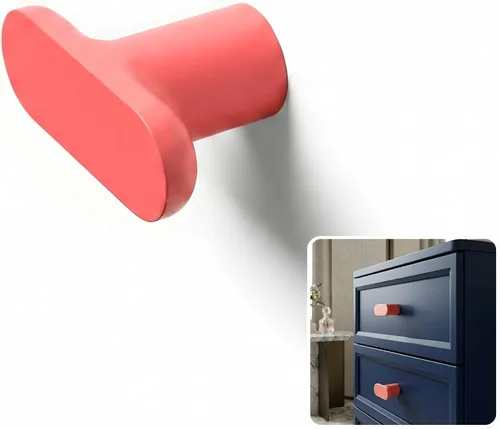 ROUS Hardware Mid-Century - Perilla moderna con barra en T para gabinete, acabado mate de aluminio sólido rosa rubor para gabinetes y muebles de