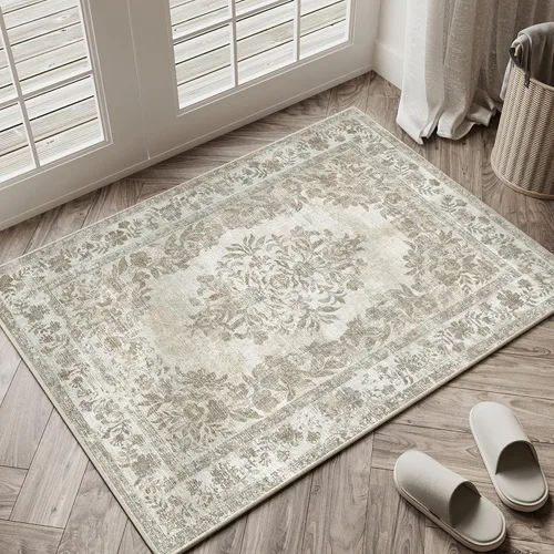 Miniatura 110 de PureCozy - Alfombra de área beige de 8 x 10, lavable, vintage, alfombra para sala de estar, dormitorio, gran alfombra suave retro de pelo bajo