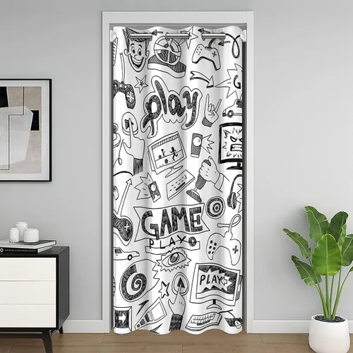 Miniatura 25 de Erosebridal Cortina de puerta de teñido anudado, cortina opaca bohemia, cortina exótica abstracta en espiral, elegante cortina hippie para puerta