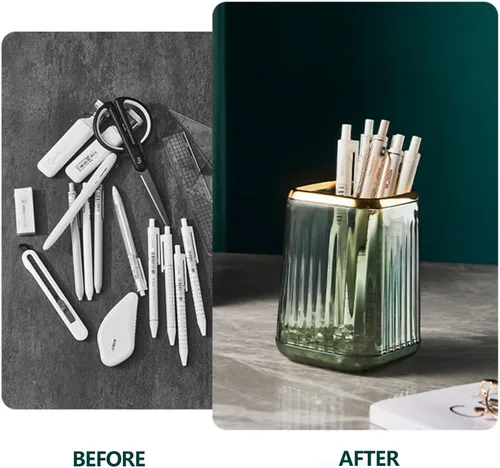 Miniatura 6 de Organizador portavasos para brochas de maquillaje para tocador, acrílico transparente, contenedor de almacenamiento para brochas de maquillaje con 3