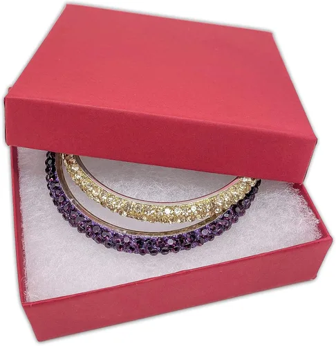 Miniatura 3 de TheDisplayGuys - Paquete de 25 cajas de cartón rellenas de algodón #33 para joyas, color rojo mate (3.5 x 3.5 x 1.0 pulgadas), para envío