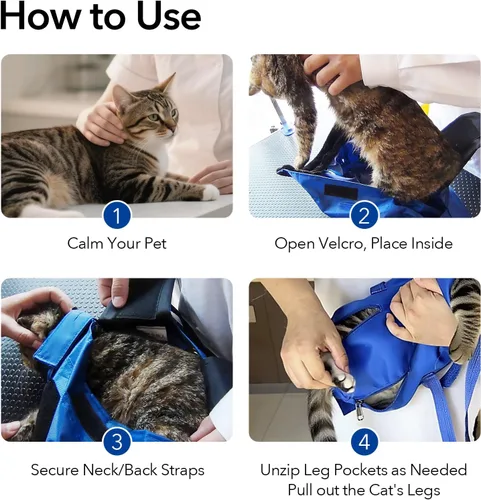 Miniatura 4 de Bolsa de aseo para mascotas para perros y gatos pequeños – Restricción de 13-18 libras para recortar uñas, cuidado de garras, arañazos y exámenes