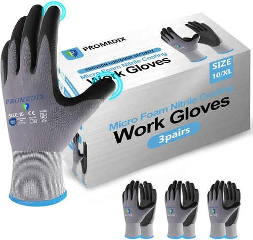 Miniatura 19 de PROMEDIX P Guantes de trabajo recubiertos de nitrilo,Guantes de trabajo de seguridad de microespuma para hombre,Guantes de nylon y spandex de punto