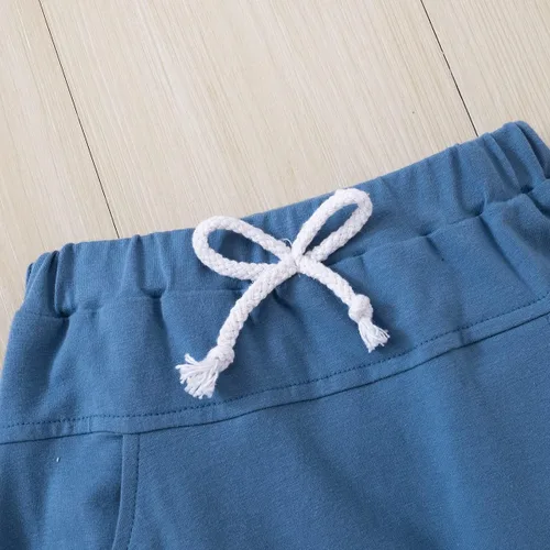 Miniatura 10 de Pudcoco Conjunto de camiseta de manga corta con letras y pantalones largos sólidos para el verano