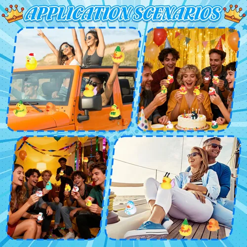 Miniatura 6 de 24 mini patos de goma a granel, perfectos para esconder cruceros, decoraciones de fiesta de cumpleaños y bonitos juguetes de baño para niños