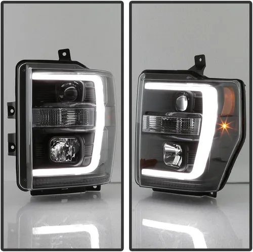 Miniatura 2 de ACANII - Para negro 2008 2009 2010 Ford F250 F350 Superduty Pickup LED tubo proyector faros faros Set izquierdo+derecho