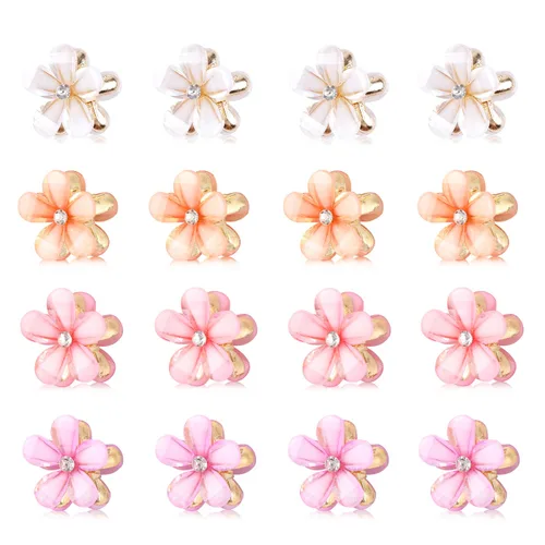 Miniatura 10 de CWJCYTNSN 16 unidades de pequeñas pinzas para el cabello para mujeres y niñas, mini pinzas de flores de cristal, pinzas de metal lindas de 0.8