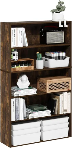 Miniatura 27 de Furinno Basic - Estantería de almacenamiento para librerías de 3 niveles, nogal oscuro