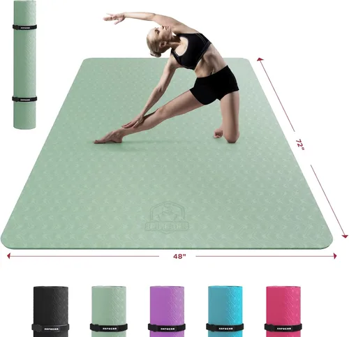 Miniatura 15 de HAPBEAR Tapete de yoga extra grande de 2.835 x 1.890 x 0.236 in (1/4 pulgadas), antideslizante, duradero, grueso y ancho para entrenamientos