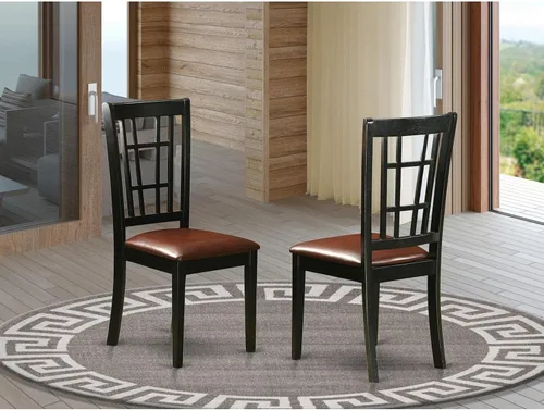 Miniatura 2 de East West Furniture Nicoli - Sillas de comedor de piel sintética de 39 pulgadas en color negro (juego de 2)