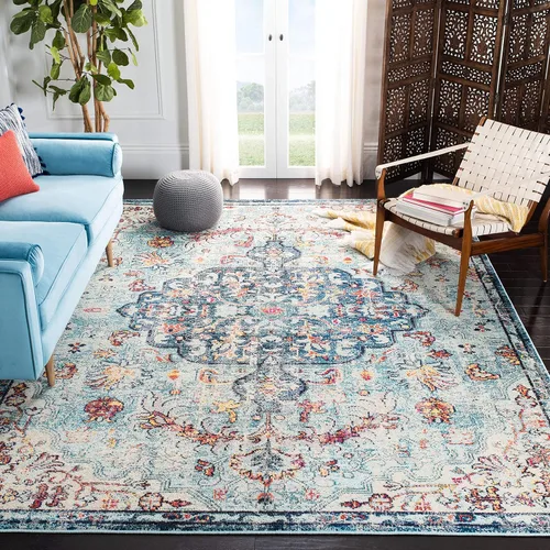 Miniatura 17 de SAFAVIEH Colección Madison MAD447B - Tapete bohemio con medallón antiguo y elegante, no desprende pelusa, para la sala, dormitorio, comedor