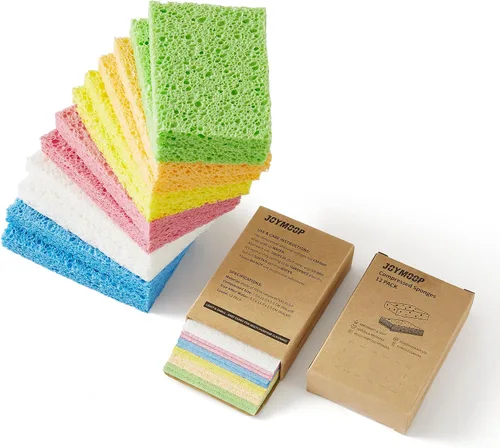 Miniatura 17 de JOYMOOP Esponja de cocina de dibujos animados, esponjas de celulosa para limpieza, esponjas antiarañazos para lavar platos, esponja reutilizable