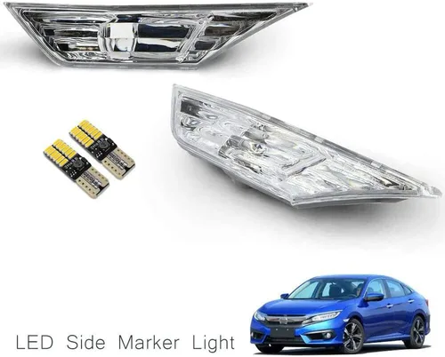 Miniatura 5 de Lente transparente Led luz de marcador lateral para 2016 en adelante Hon'da Civic Sedan/Coupe/Hatchback reemplazar OEM # H02551127N halógeno