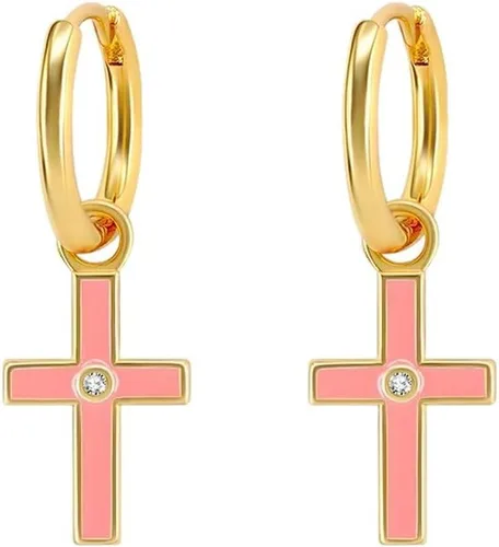 New 2026 925 Sterling Silver Needle Fashion Cross Pendant Earrings For Women Pumk Vintage Hoop Pendientes Fine Jewelry Trendy Accessories Creative