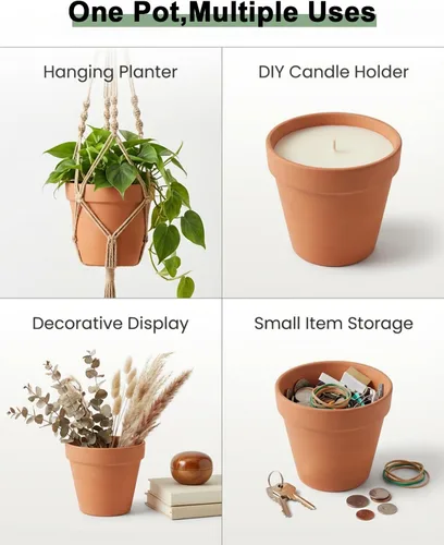 Miniatura 4 de Riseuvo Macetas de terracota de 3 pulgadas con platillo, paquete de 12 macetas de arcilla con drenaje, ideales para plantas, manualidades, recuerdos
