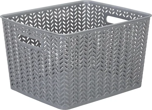 Miniatura 20 de Simplify Paquete de 3 cestas de almacenamiento pequeñas en espiga, dimensiones: 10 x 8 x 4 pulgadas, diseño de espiga, peso ligero, ideal para baño