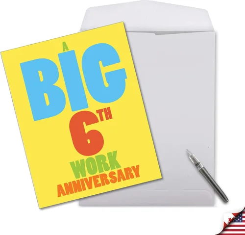 Miniatura 6 de NobleWorks Divertida tarjeta de notas de aniversario de trabajo de 6º hito de nosotros de 8.5 x 11 pulgadas con sobre para hombres, mujeres