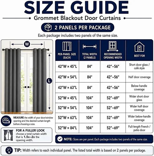Miniatura 7 de Aquazolax Cortinas opacas de 45 pulgadas de largo, juego de 2 paneles para guardería, cortinas de tratamiento de ventanas con aislamiento térmico
