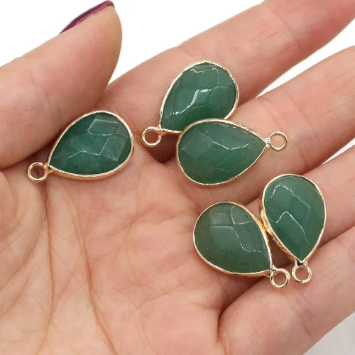 Miniatura 5 de LE SKY Colgantes de piedra natural con forma de gota de agua facetada de chakra de aventurina verde reiki curación semi piedras preciosas colgantes