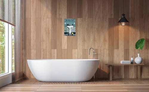 Miniatura 4 de Cartel divertido de gato negro en metal para decoración de baño, letreros de lata para baño, letreros de pared, decoración divertida para inodoro