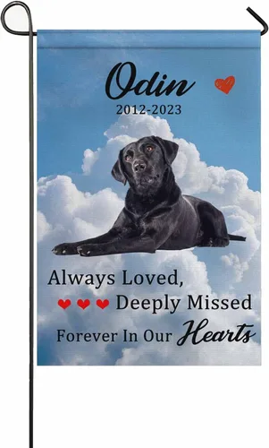 Miniatura 24 de Bandera conmemorativa personalizada para perros, banderas personalizadas con nombre de foto de mascota perdida, conmemoración para perros, Bandera