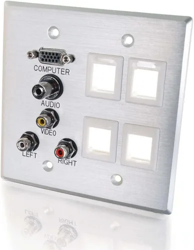 Miniatura 10 de C2G 03721 Placa de pared Keystone de dos puertos, color blanco