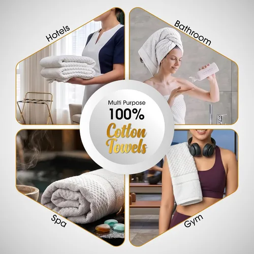 Miniatura 5 de Ample Decor Juego de toallas de baño 100% algodón, 6 piezas, suaves y absorbentes, de secado rápido, juego de toallas de baño