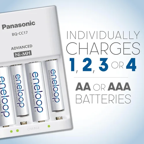Miniatura 3 de Cargador de batería Panasonic Advanced celda Individual con Eneloop ciclo de 2100 pilas recargables AA Paquete de cargador AA