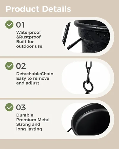 Miniatura 4 de Bamworld Black Hanging Planters for Indoor Outdoor Plants Metal Hanging Pots for Plants 5 Inch Modern Hanging Basket Window Plant Hanger Ceiling