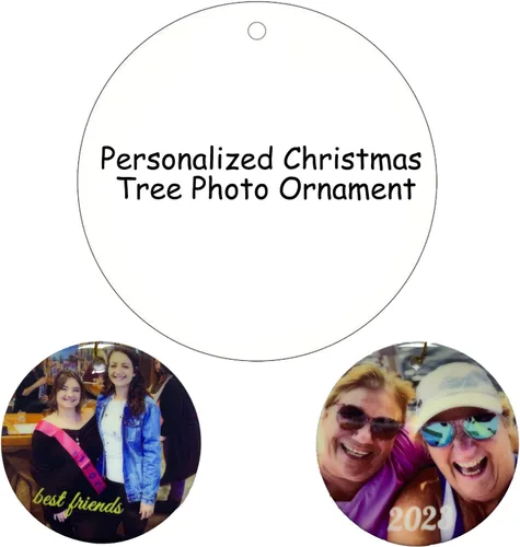 Adorno de árbol de Navidad personalizado de doble cara, carga cualquier foto, adorno de Navidad personalizado de cerámica, adorno de árbol de