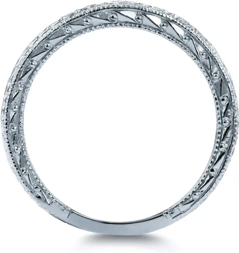 Miniatura 2 de Alianza de boda con grabados antiguos de Kobelli, en oro blanco de 14 k